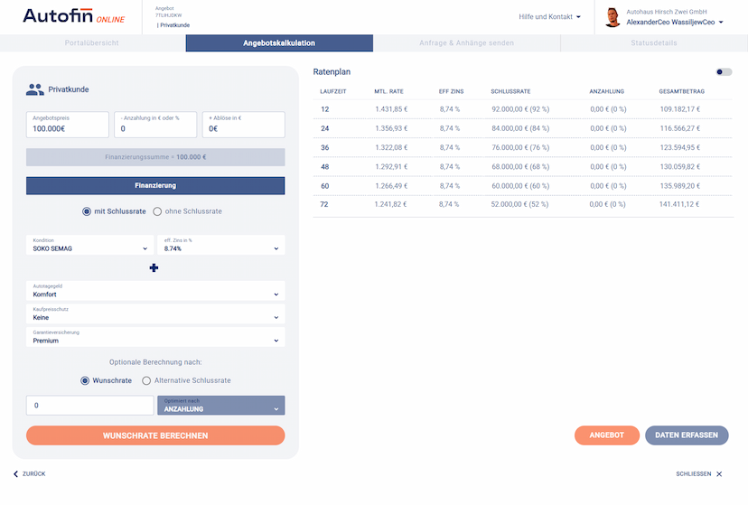 Kundenportal für B2B-Service Screenshot