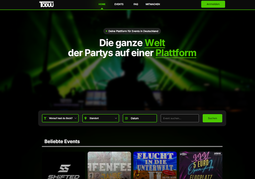 Event-Plattform Screenshot